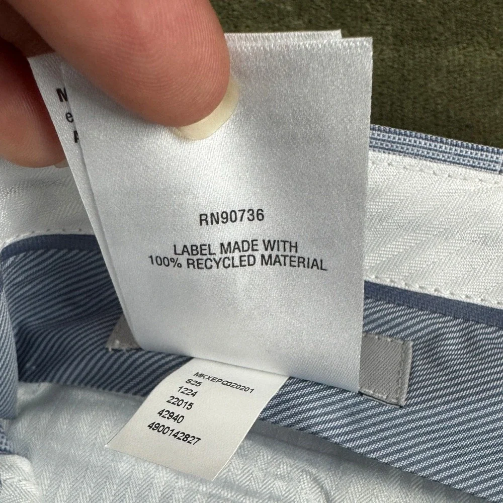Alfani Slim Fit Dress Pants Mens 33x32 Light Blue Glen Plaid Stretch Trousers